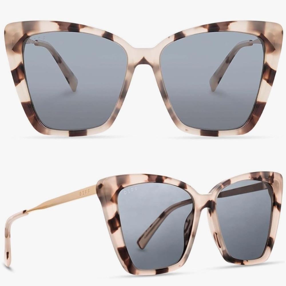DIFF Becky II Cream Tortoise Oversized Cat Eye Sunglasses for Women - Picture 2 of 9